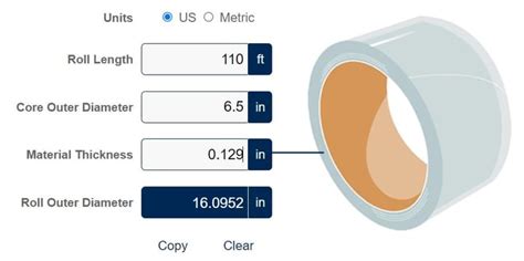 roll square foot size calculator